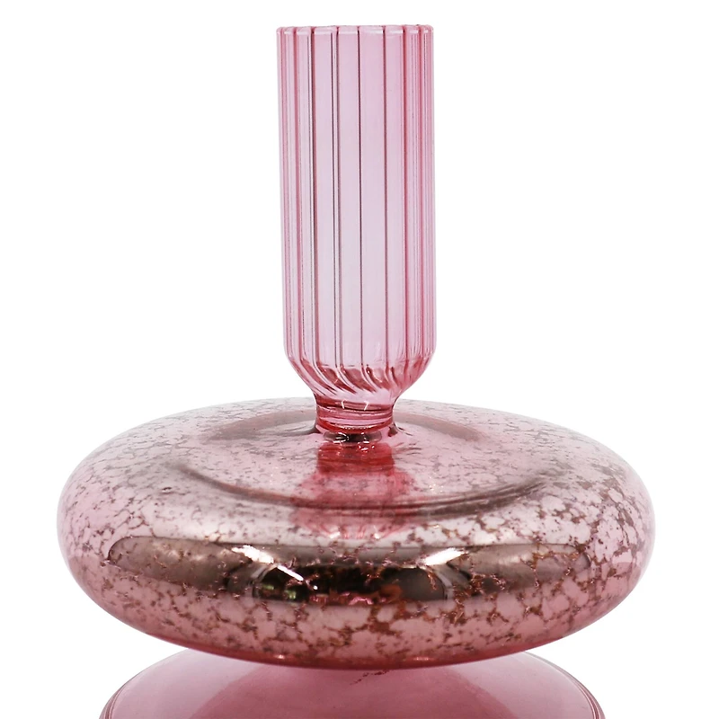 4.5" Pink Glass Taper Candle Holder by Ashland®