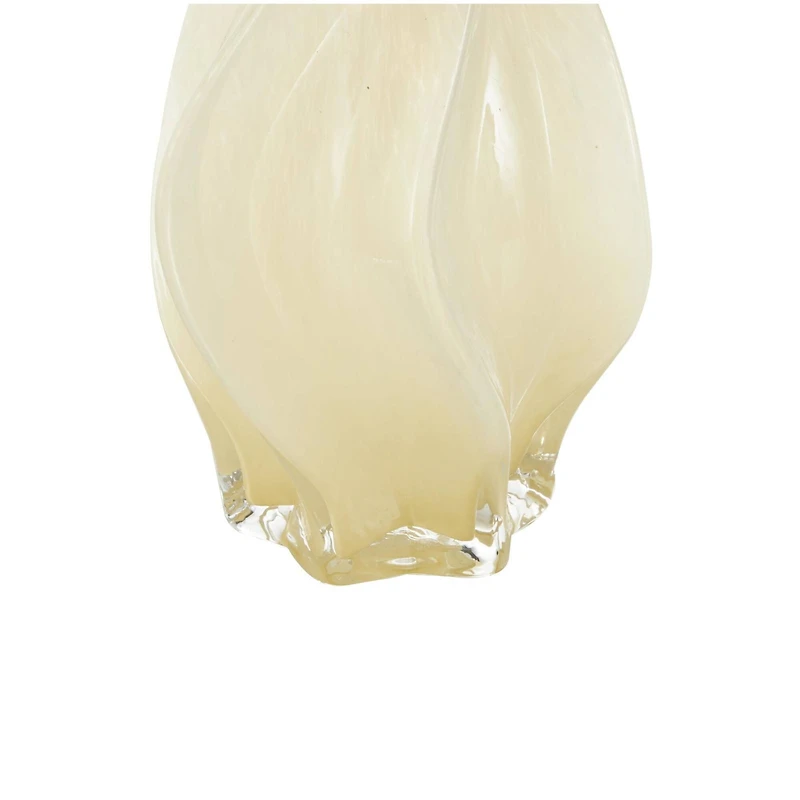 Yellow Glass Wavy Ombre Vase Set