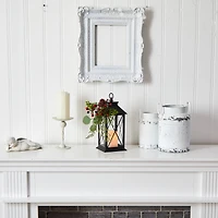 12" Berries & Greenery Metal Lantern Artificial Table Christmas Arrangement with LED Candle