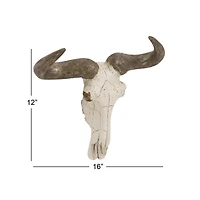 White Farmhouse Skull Polystone Wall Decor, 12" x 16"