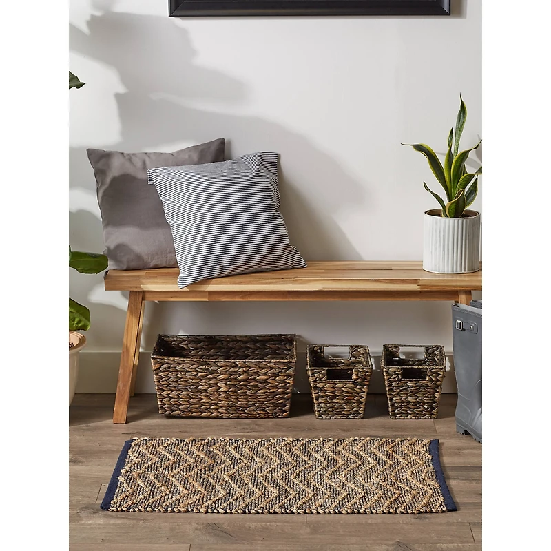 DII® French Blue with Natural Jute Chevron Hand-Loomed Rug, 2ft. x 3ft.