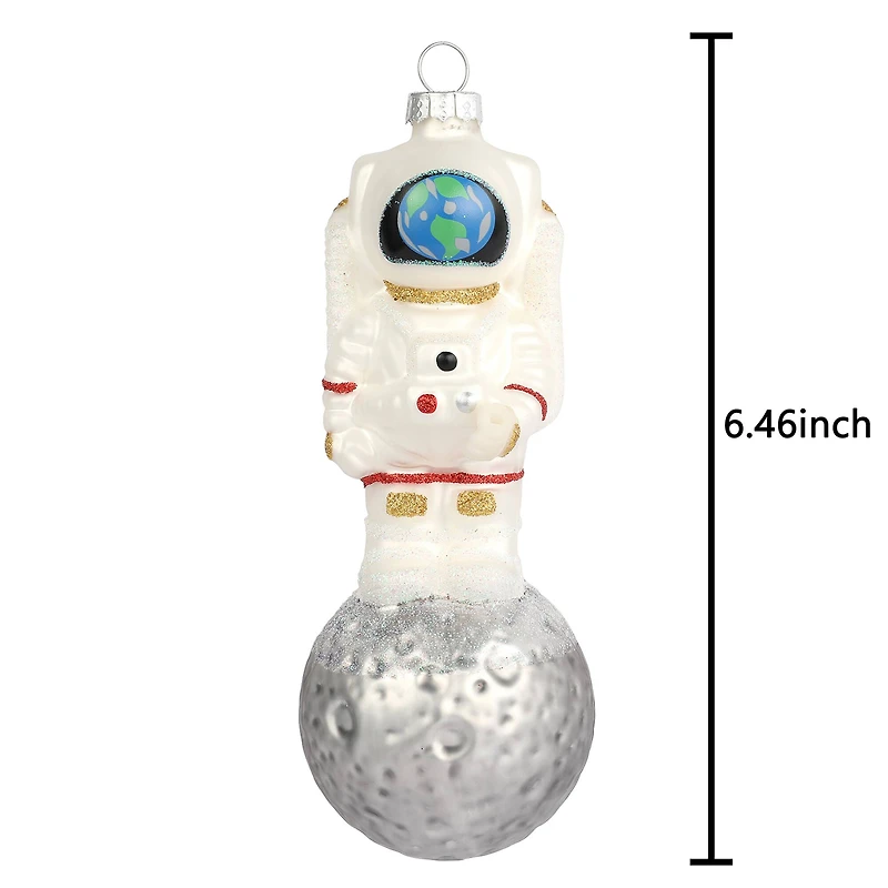 6.5" Astronaut on the Moon Glass Ornament by Ashland®