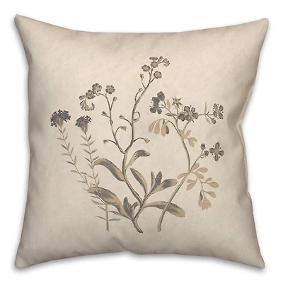 18" x 18" Charcoal Tan Botanicals Texture II Indoor & Outdoor Throw Pillow