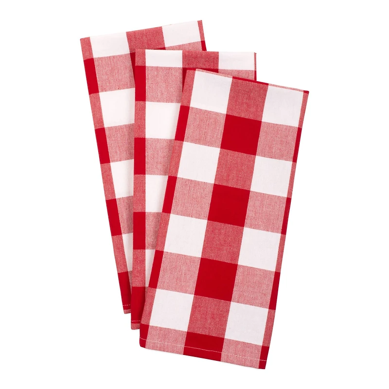 DII® Red & White Buffalo Check Dish Towels, 3ct.