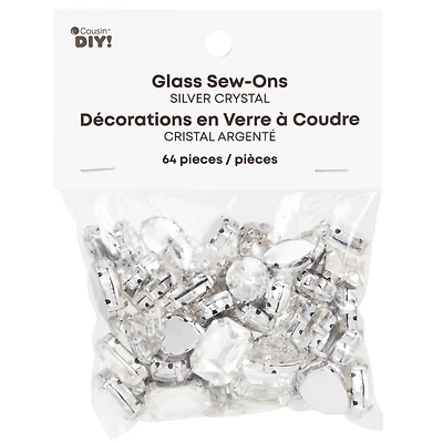CousinDIY Silver Crystal Glass Sew-On Rhinestones, 64ct.