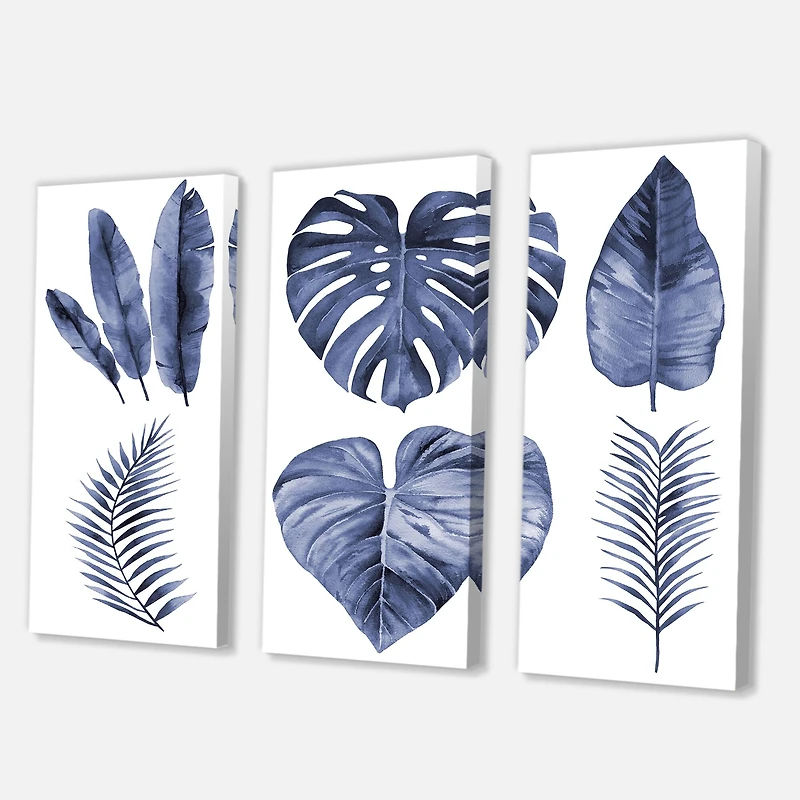 Designart - Tropical Blue Watercolour Leaves I