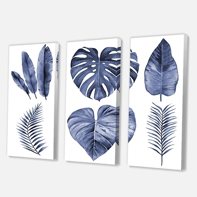 Designart - Tropical Blue Watercolour Leaves I