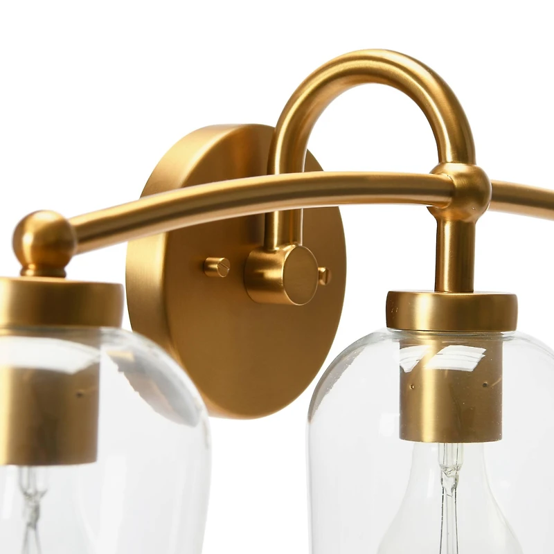 Hello Honey® Robert Stevenson Lighting Adrian Metal & Clear Glass 3-Light Vanity