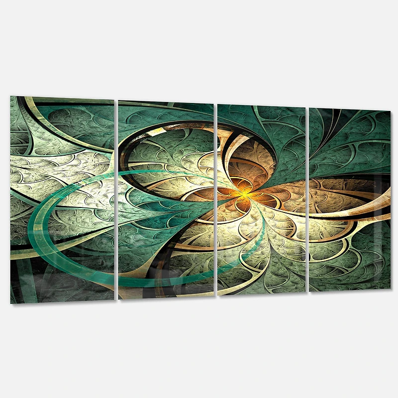Designart - Dark Yellow Green Fractal Flower