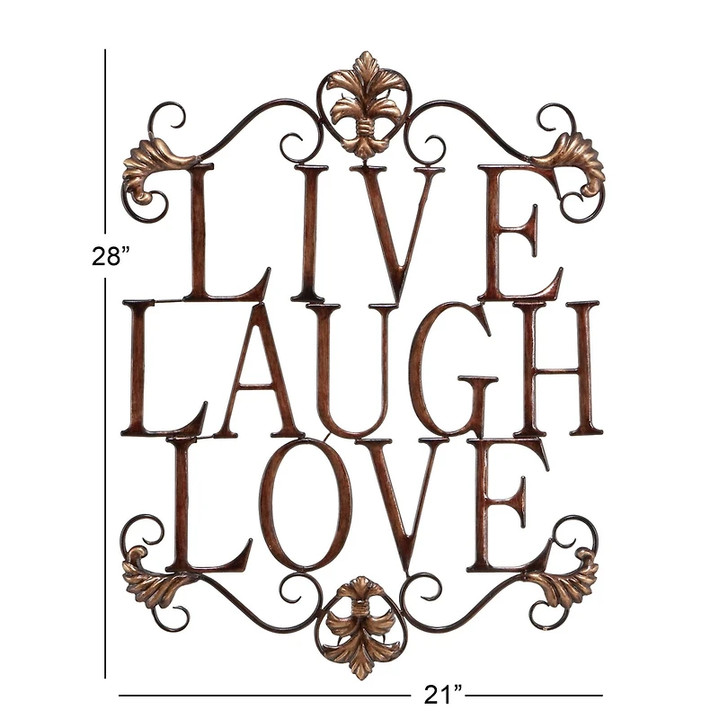 Brown Metal Live, Laugh, Love Wall Decoration