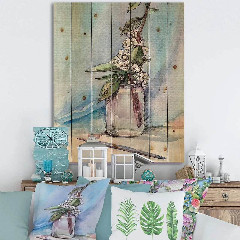 Designart - Cherry Blossom In Glass Jar