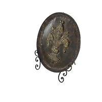 25" Traditional Decorative Iron Fleur de Lis Plate with Stand