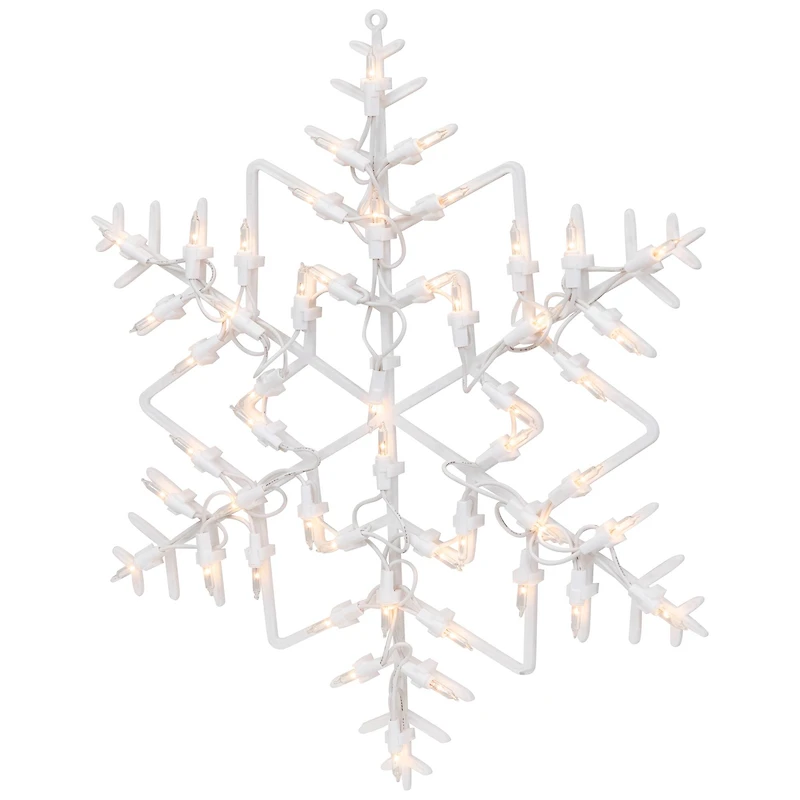 16" White Lighted Snowflake Christmas Window Silhouette Decoration