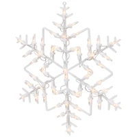 16" White Lighted Snowflake Christmas Window Silhouette Decoration