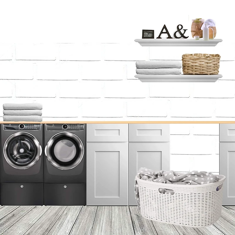 Mind Reader Ivory Laundry Basket with Cutout Handles