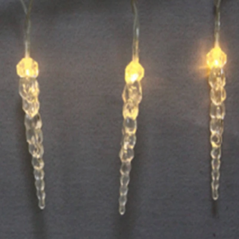 Icicle String Christmas Light Set - Warm White - 4.5' Clear Wire - 10ct