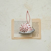 Hello Honey® 4" Red, White & Silver Snail Hand-Painted Glass Ornament
