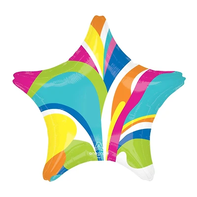 19" Vibrant Marble Star Foil Balloon