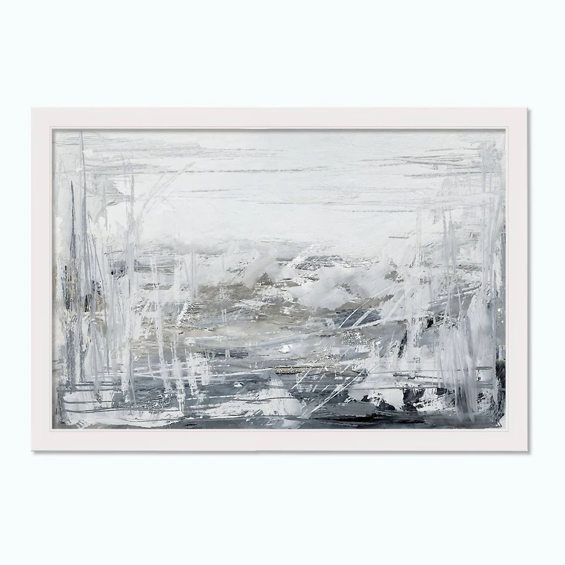 Gray Texture Abstract 20" x 30" White Framed Print Under Plexiglass