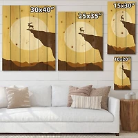 Designart - Minimalistic Deer At Sunset On Mountain Top Sunset