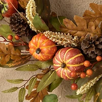 Glitzhome® 24" Fall Pumpkin Leaf Floral Wreath