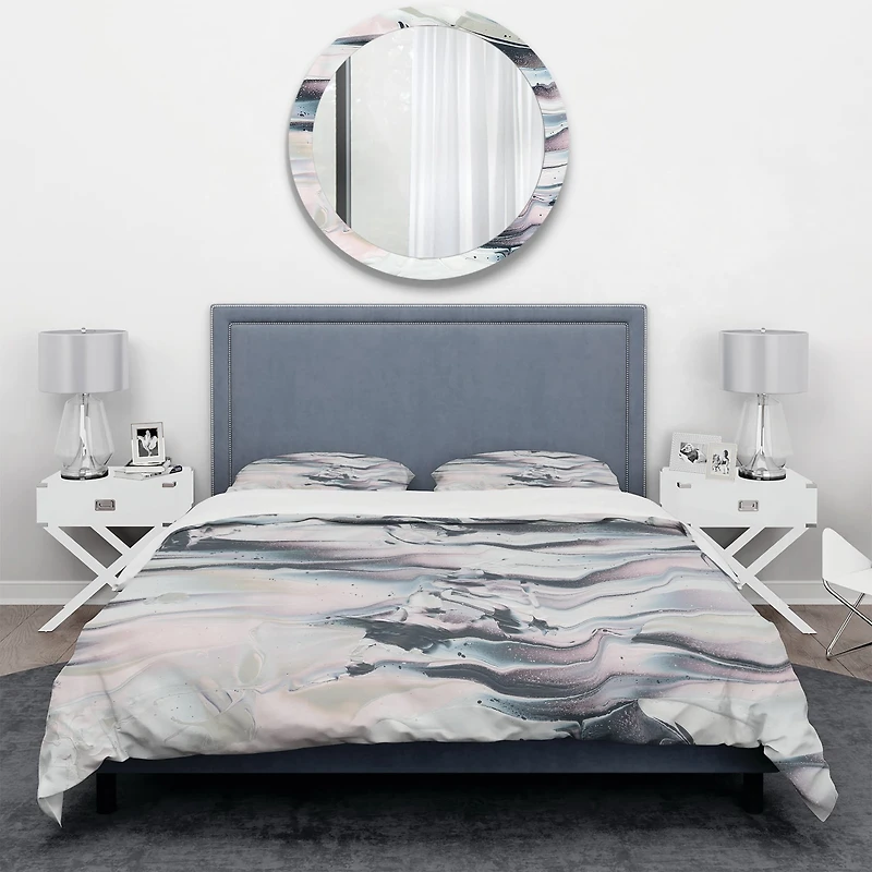 Designart 'Grey Marbling V' Geometric Bedding Set