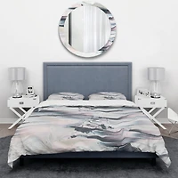 Designart 'Grey Marbling V' Geometric Bedding Set