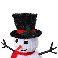 Haute Decor 4ft. LED Lighted Collapsible Tinsel Fabric Snowman