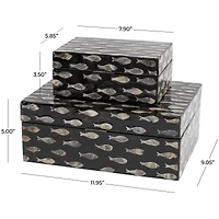 Black Mother of Pearl Fish Box Set