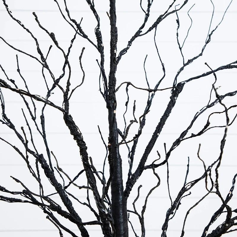 5ft. Pre-Lit Halloween Black Twig Artificial Tree with 240 Orange & Purple LED Lights