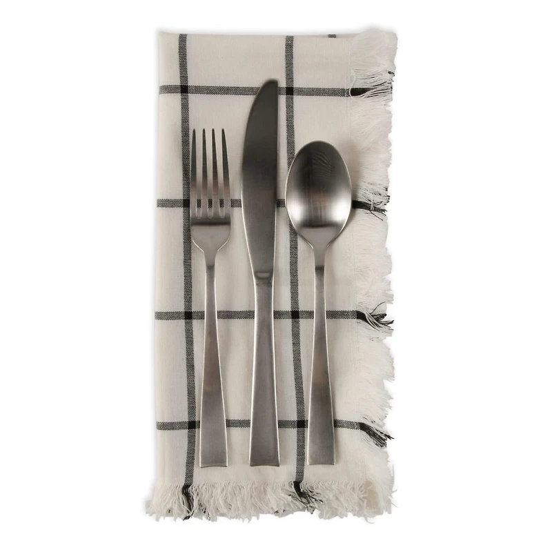 DII® Black Check Fringed Cloth Dinner Napkins, 6ct.