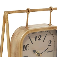 11" Gold Wood Farmhouse Swing Clock
