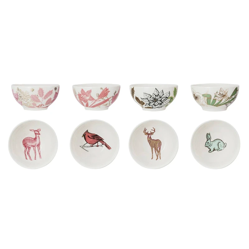 Hello Honey® 5" Christmas Woodland Stoneware Bowl Set