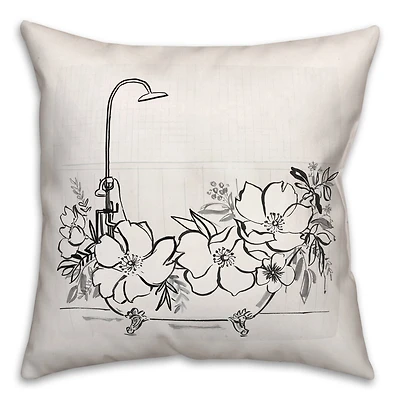 Soft Floral Bathtub 18" x 18" Throw Pillow