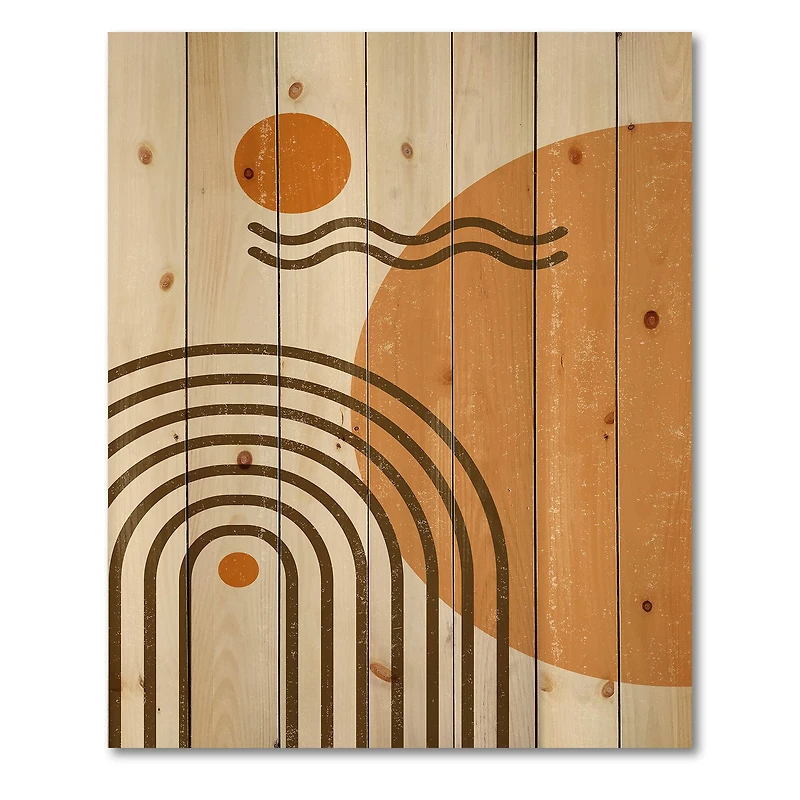 Designart - Abstract Rainbow Sun and Moon In Earth Tones II