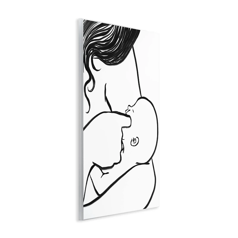 Stupell Industries Mother Nursing Child Portrait Minimal Black White Wall Plaque Art