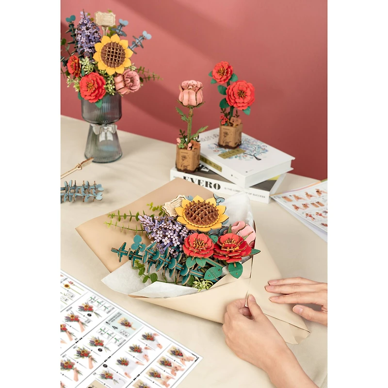 Rowood Wooden Flower Bouquet 3D Wooden Puzzle