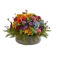 10" Mixed Floral Arrangement in Stone Planter