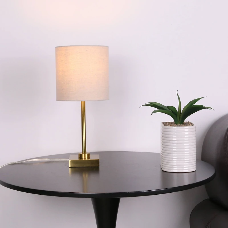 15.5" Metal Table Lamp with Natural Fabric Shade by Ashland®