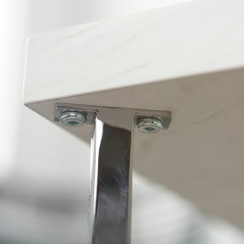 Luxe 42" Faux White Marble & Chrome Y Leg Modern Glam Coffee Table