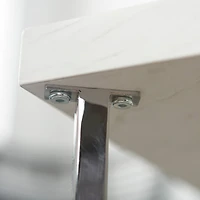 Luxe 42" Faux White Marble & Chrome Y Leg Modern Glam Coffee Table