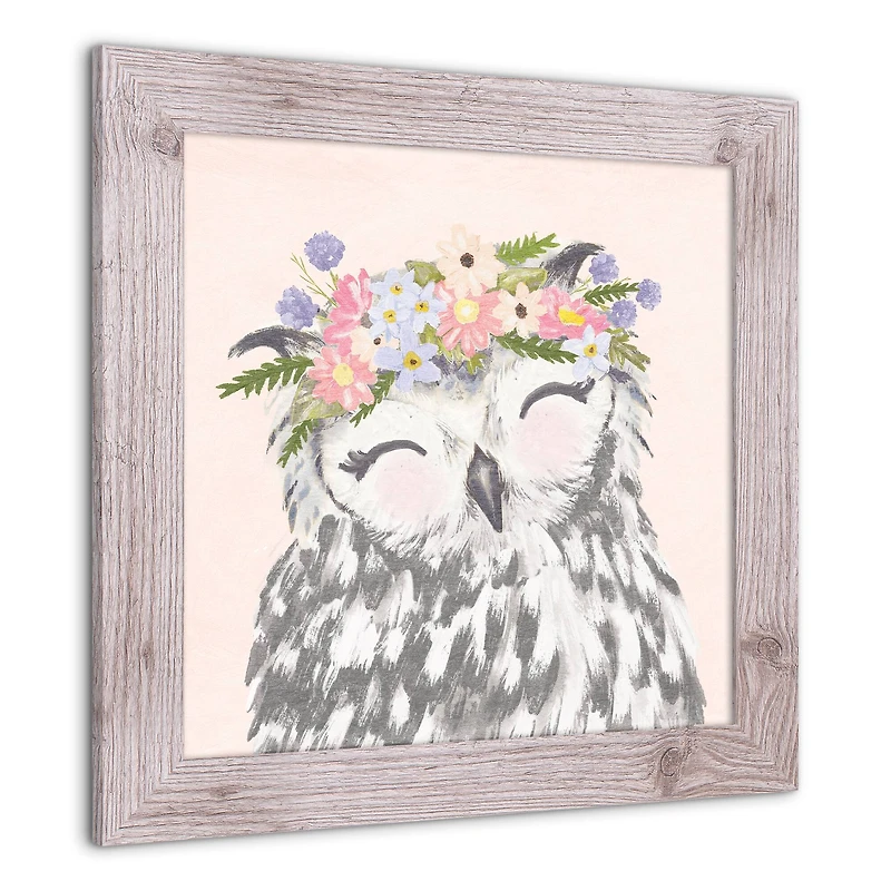 Owl with Flowers Western Framed Print