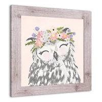 Owl with Flowers Western Framed Print