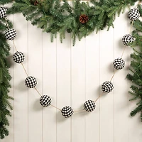 Glitzhome® 6ft. Black & White Plaid Fabric Garland, 2ct.
