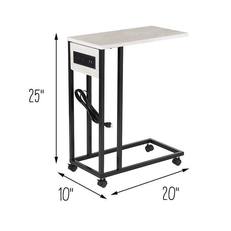 6 Pack: Honey Can Do Light Gray Side Table on Wheels