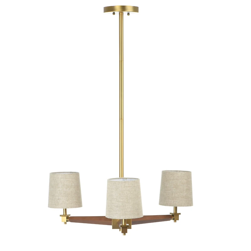 Hello Honey® 37.5" Wood & Metal Chandelier with Linen Shades
