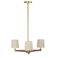 Hello Honey® 37.5" Wood & Metal Chandelier with Linen Shades