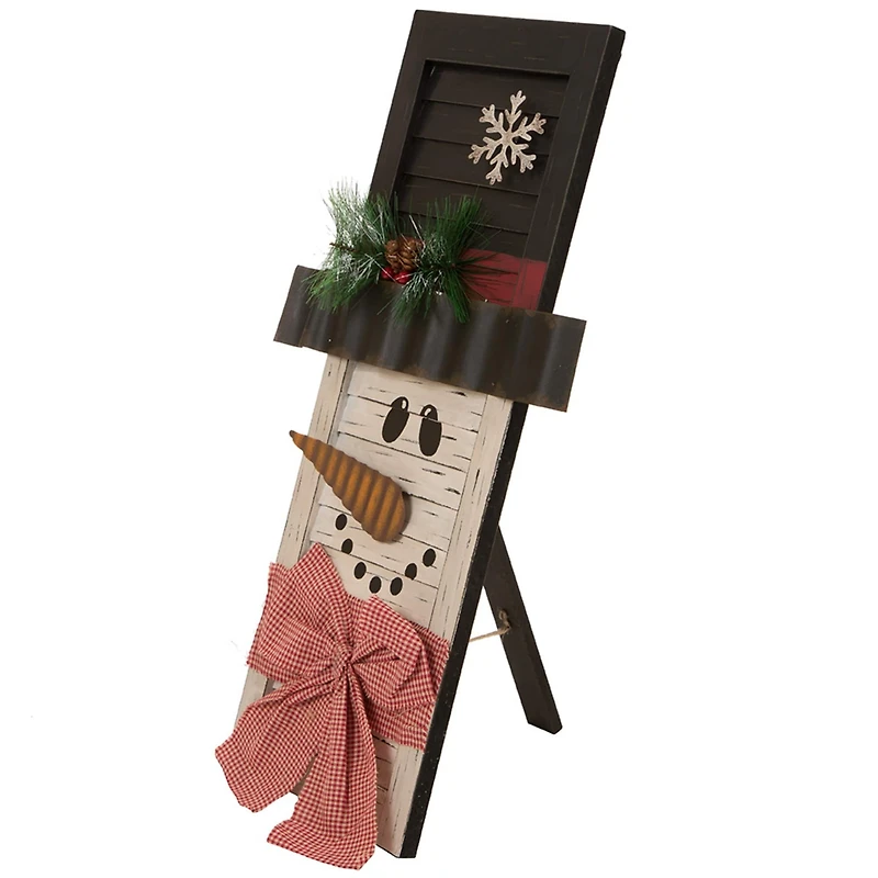 Glitzhome® 22" Wooden Snowman Shutter Décor