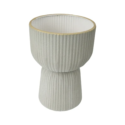 Hello Honey® 13.75" Modern Ribbed Metal Footed Planter