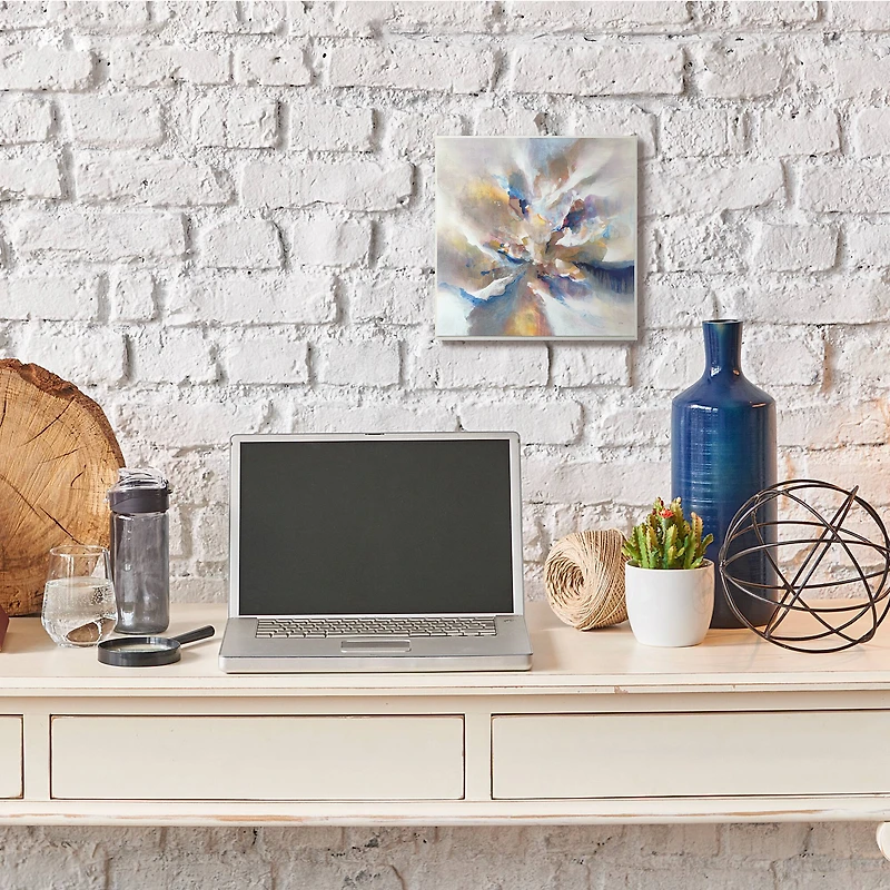 Stupell Industries Complex Abstraction Grey Orange Brush Strokes,12" x 12"